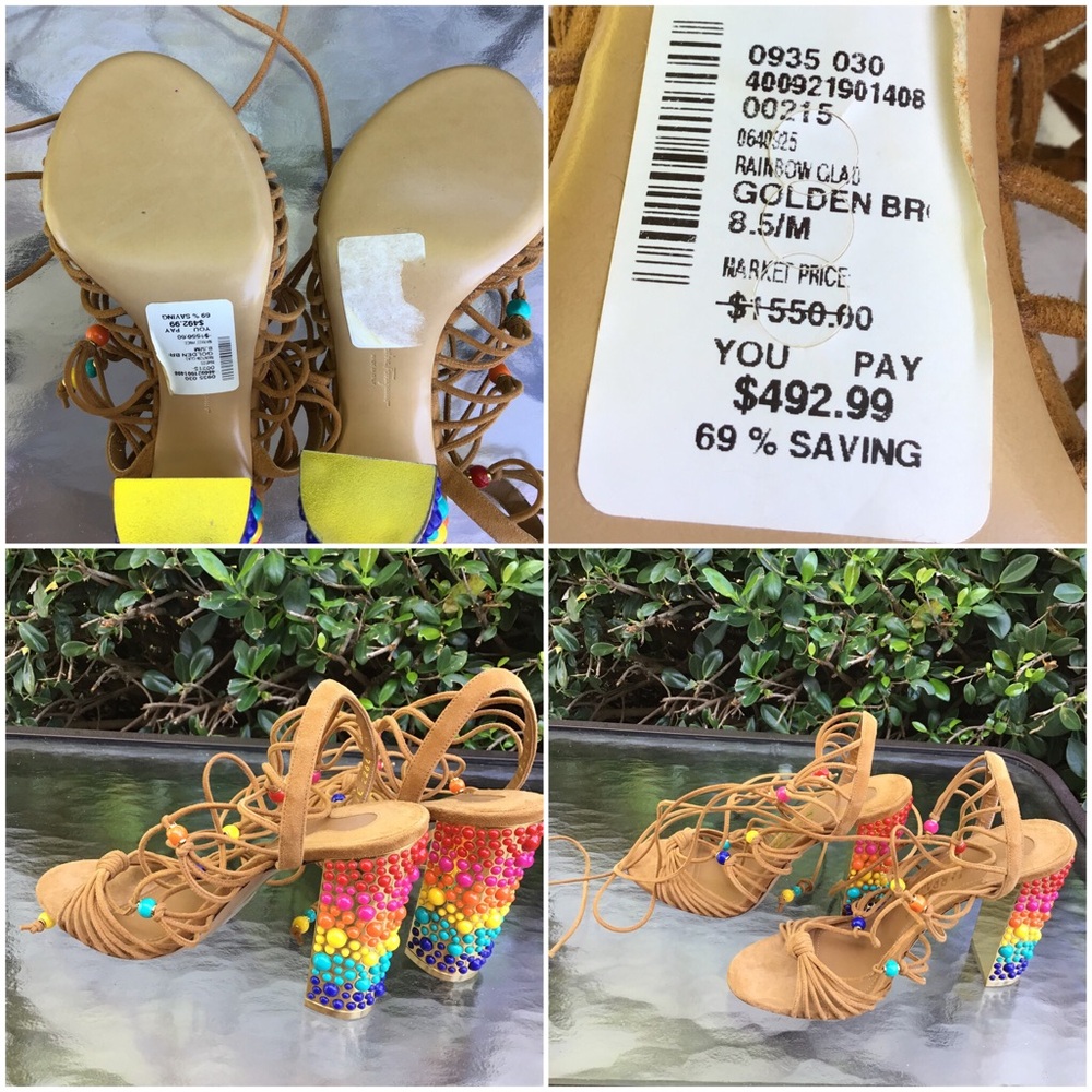 🎉3X HOST PICK🎉 Ferragamo Rainbow Beaded Heels - Picture 2 of 5